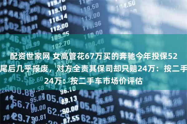 配资世家网 女高管花67万买的奔驰今年投保52万，被严重追尾后几乎报废，对方全责其保司却只赔24万：按二手车市场价评估